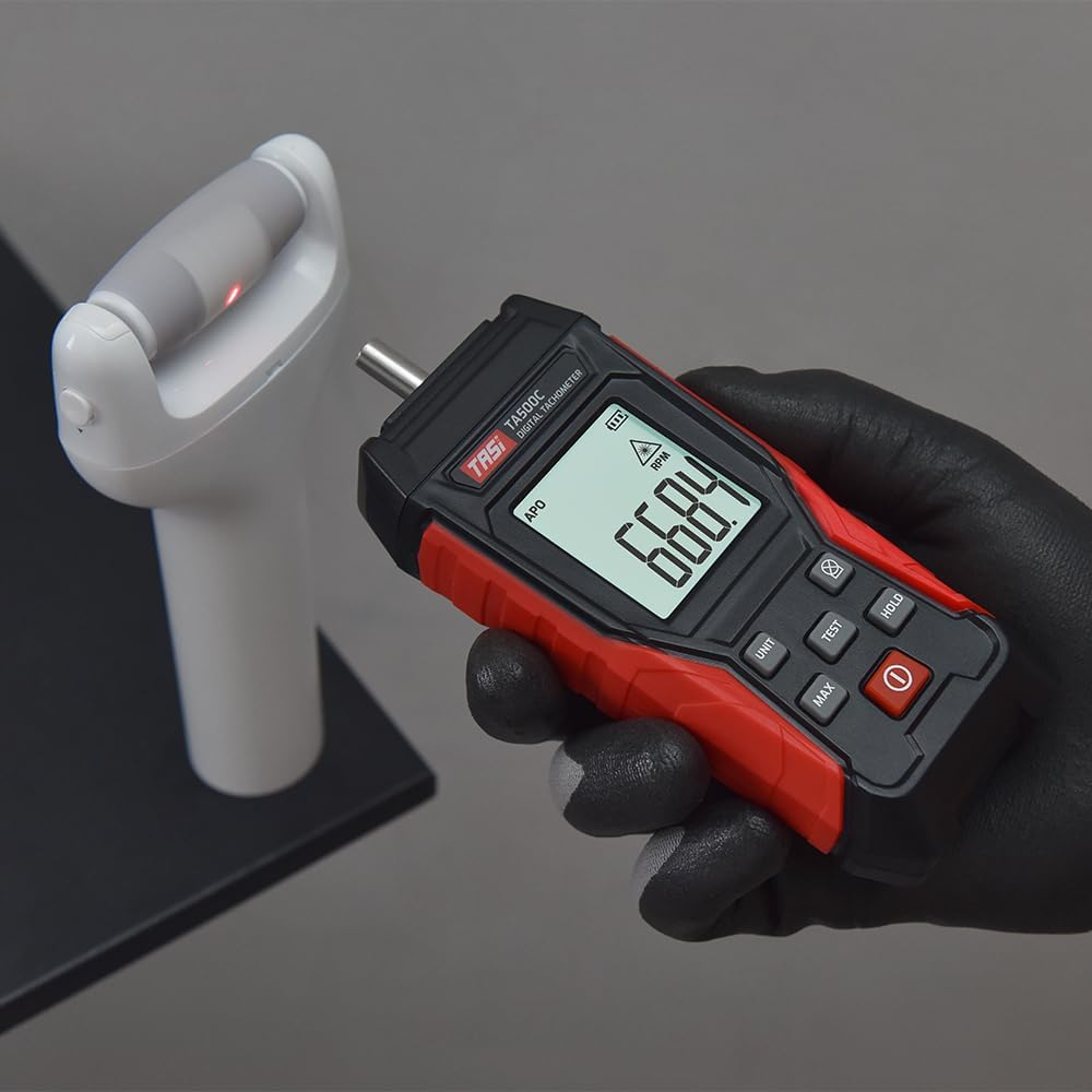 Mingzhe Tachometer Contact & Non-Contact Digital Tachometer Laser Photo Tachometer 3～100000RPM High Accuracy RPM Tachometer Backlit Display Data Hold Auto Power Off image number 2