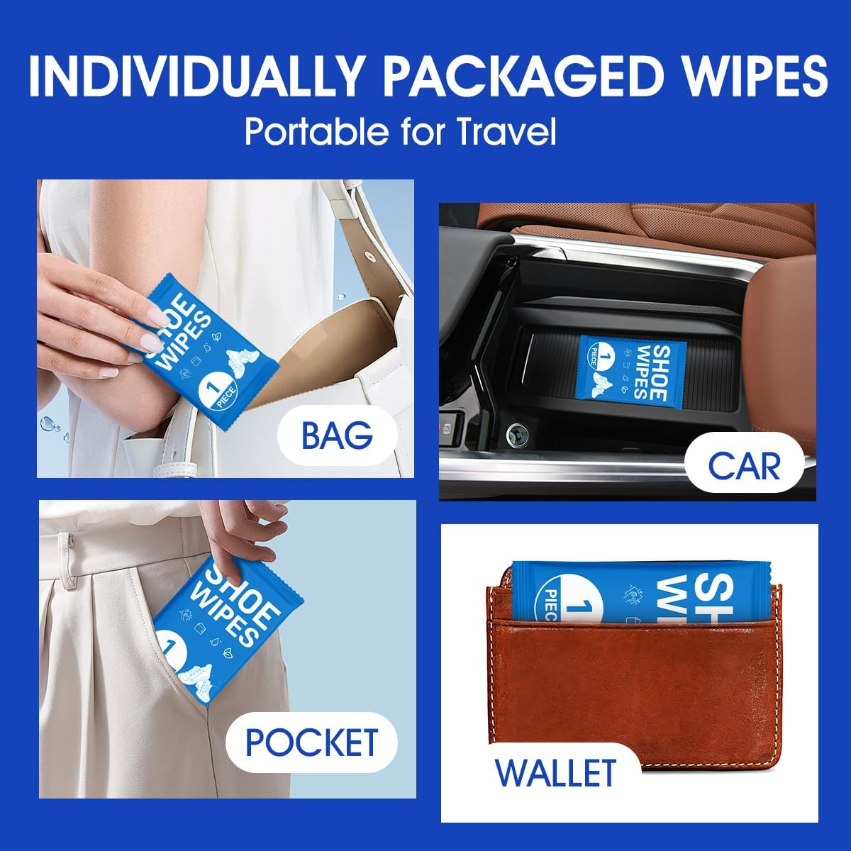 AROIC 50 Pack Shoe Cleaner Wipes, Sneaker Quick Wipes Heavy Duty Stain Removal for Leather, Febric, Canvas & Mesh, Travel Portable Single-Use Cleaning Wet Wipe, Essential Shoe Cleaning Supplies image number 1