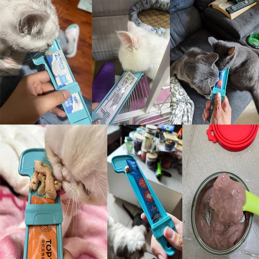 3 Pack Creamy Cat Treats Spoon Lickable Cat Strip Feeder Squeeze up Cream Squeezable Puree Dispenser Holder for Wet Lickable Cats Treats Squeezable Creamy Pur&eacute;e Tubes Cats Topper image number 5