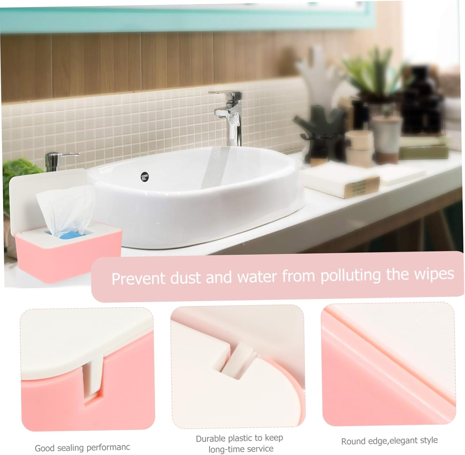 Plastic Wet Tissue Holder Napkin Storage Box Rotating Buckle Lid Easy to Clean Organizer Box - Multi image number 6