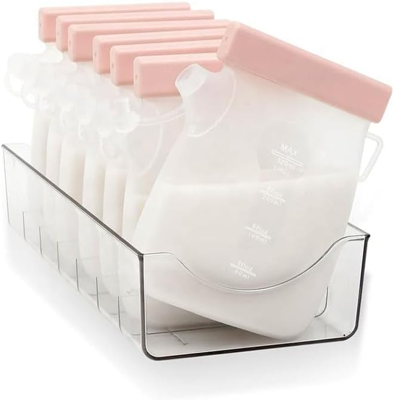 2 Pcs Silicone Breastmilk Storage Bags Reusable, 11Oz/320Ml Double Leak-Proof Breastmilk Freezer Bags, BPA Free Self-Standing Milk Bags for Breastfeeding, Baby Food Pouches image number 2
