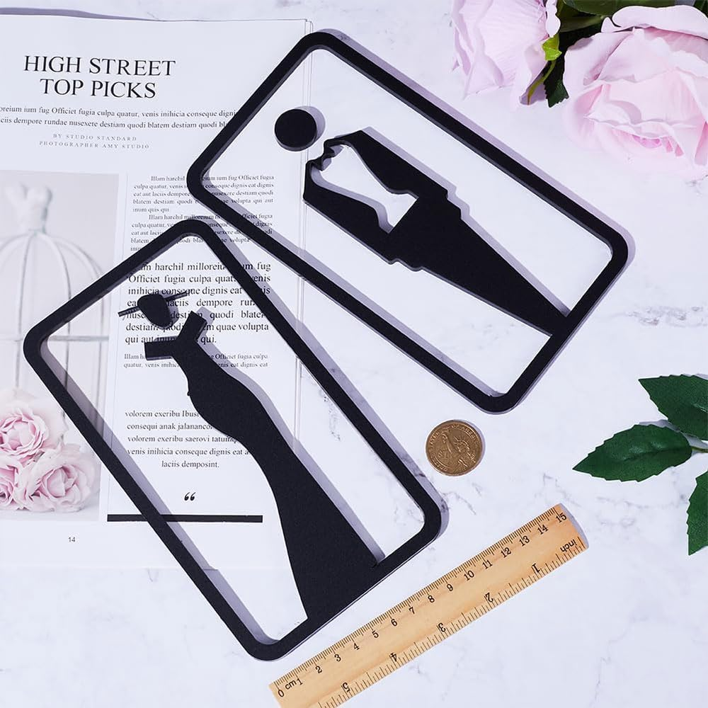 Men and Women Restroom Sign Hollow Out,Acrylic Stick Restroom Door Sign，Modern Toilet Signs for Home Office image number 1