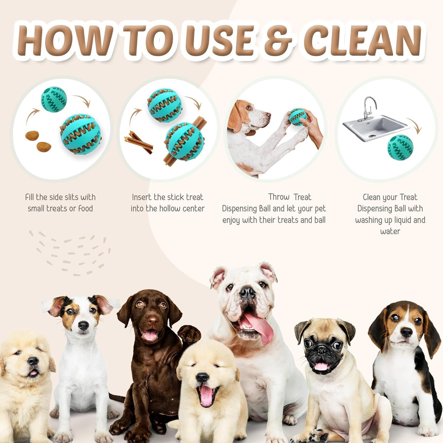 Mumoo Bear 2 Pack Large 7Cm Dog Treat Dispenser Ball Interactive Dog Toys Chew Toy Rubber Ball for Boredom Pet Tooth Cleaning Chewing Treat Ball Food Dispensing Toys (Light Blue + Green, 2.75 Inch)