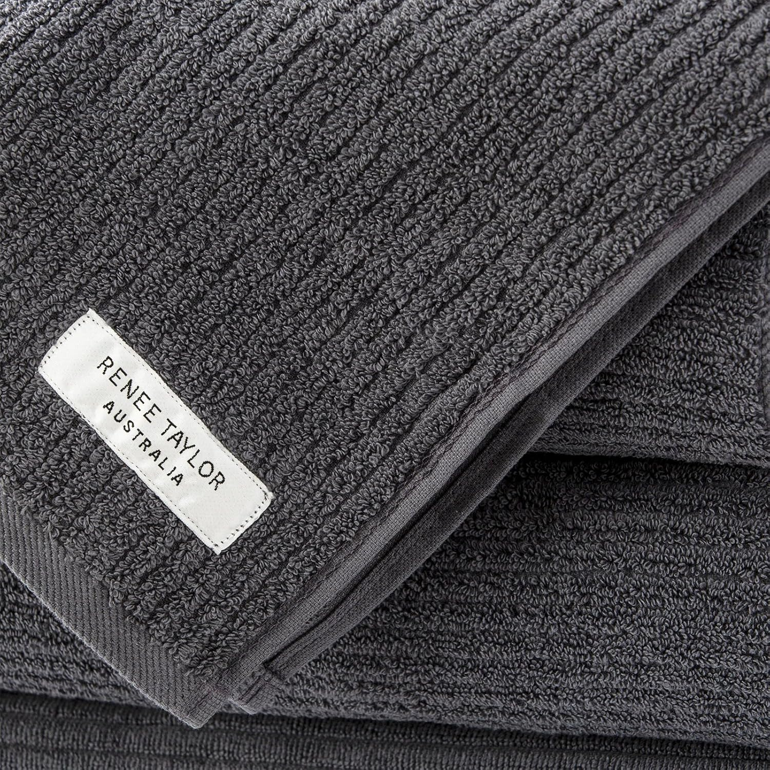 4Pc Renee Taylor Cobblestone Bath Towel/Sheet 650GSM 160Cm Cotton Ribbed Granite image number 1