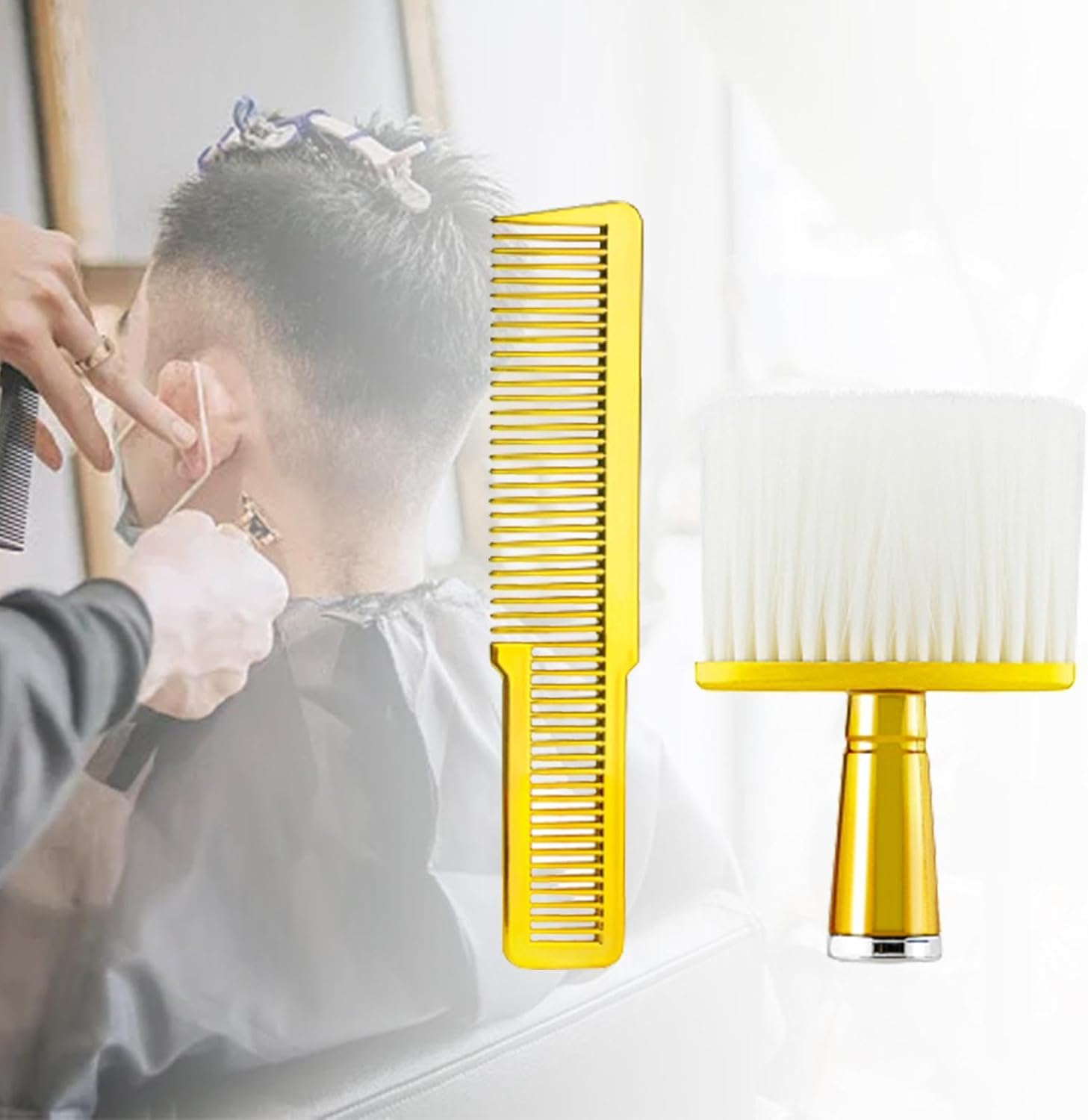 Eigell Barber Clipper Comb, Flat Top Comb, Neck Duster, Hair Cleaning Dusting Brush Hair Cutting Comb and Brush Set Styling Comb for Stylists, Haircut image number 3