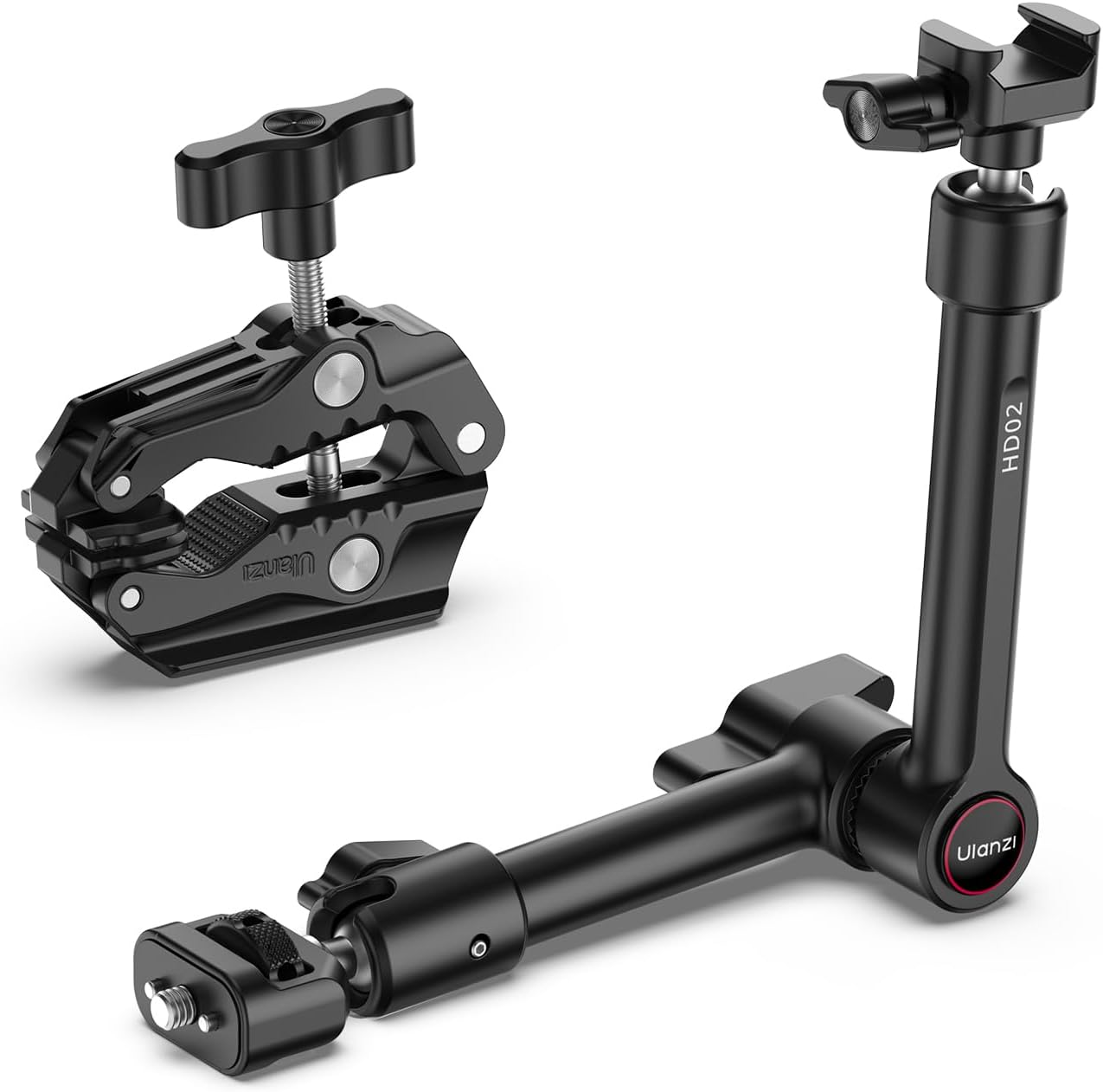 ULANZI HD02 10" Camera Magic Arm Super Clamp Kit with 360&deg; Ball Head,Heavy-Duty Super Clamp,6.6Lbs Load, 1/4"-20 & 3/8"-16 Mount, ARRI Pins, NATO Rail Articulating Friction Arm for Dslr/Monitor/Light