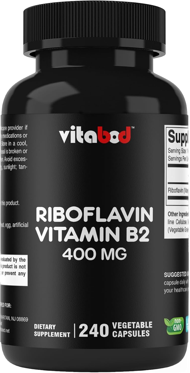 Vitamin B2 (Riboflavin) 400 Mg 240 Vegetarian Capsules - Support Cellular Energy and Red Blood Cell Production image number 5