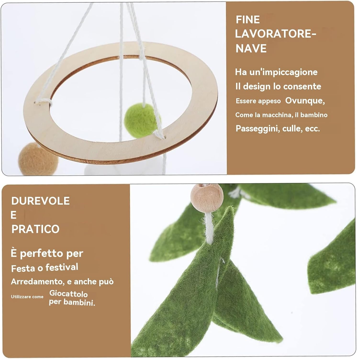 Crib Furniture | Ornament for Baby Cot, Hanging Decoration in Felt with Flowers for Cot and Cot Boys and Girls image number 4