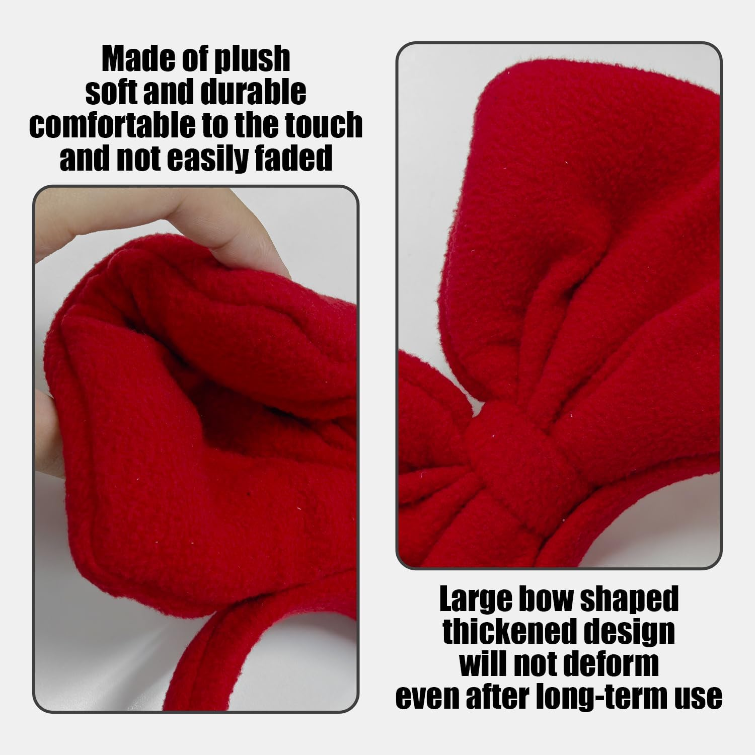 Pack of 2 Bugstadbands, Velvet Headbands, Party Clothing Accessories, Stylish Personalised Hair Accessories, Cute Headbands (Black, Red) image number 5