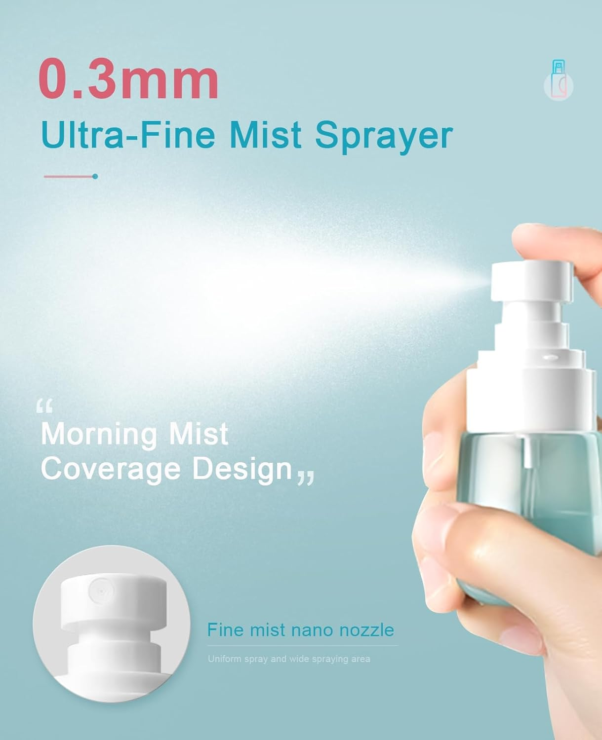 SUBORAWOS Spray Bottle Mini Delicate Small Bottle Can Empty Transparent Sprayer Refillable Liquid Dispenser Travel Container Suitable for Skin Care Hair Gel Lotion (3P-30Ml) image number 5