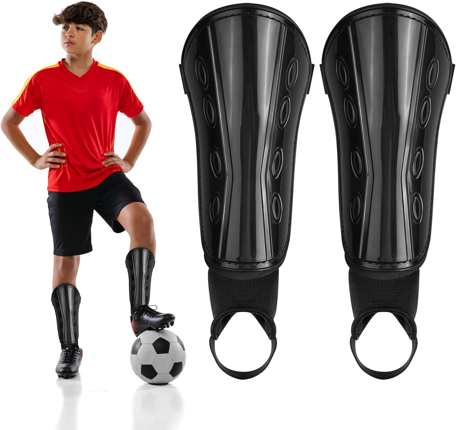 Kids Adults Football Shin Guards, Soccer Shin Guards Eva Shin Pads, Football Shin Pad, Junior Shin Pads with Ankle Protection, Leg Shin Guards, for Boys Girls Teenagers image number 5