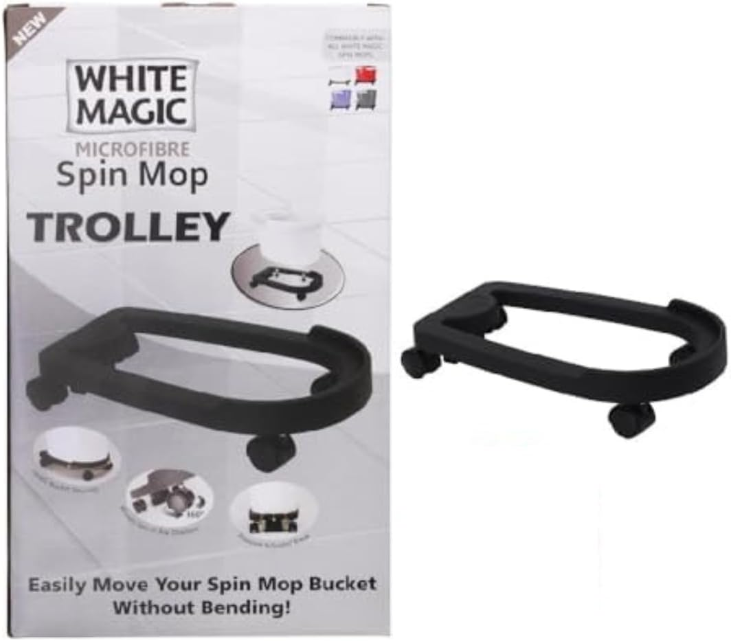 White Magic Spin Mop Trolley &ndash; Effortless Movement & 360-Degree Maneuverability &ndash; Compatible with White Magic Spin Mop Buckets &ndash; Secure Bucket Holder &ndash; Pressure-Activated Brake for Stability image number 2