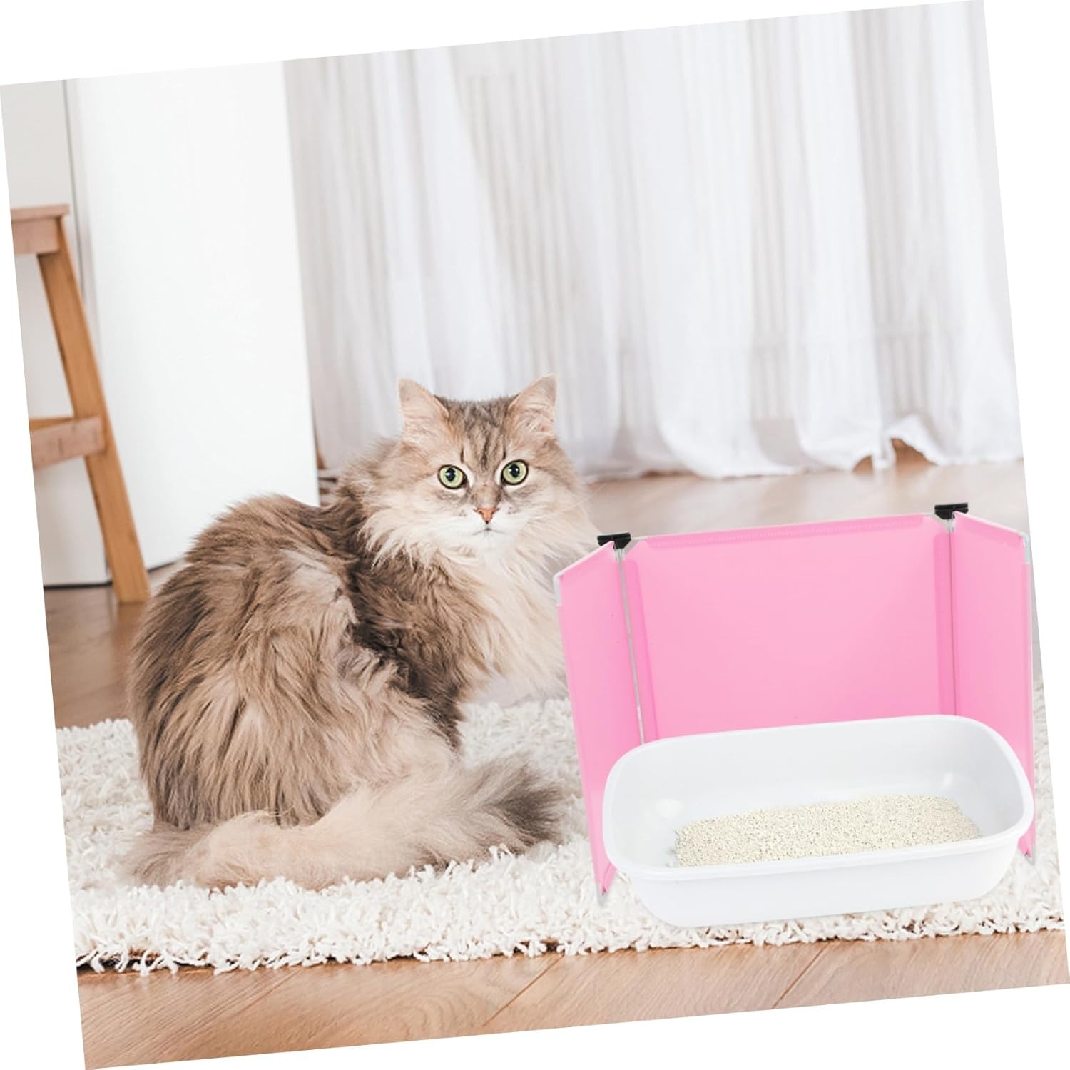Parliky Cat Litter Box Enclosure Set 3Pcs Privacy Covers Pee Shield Large Litter Box Privacy Screen Universal Fit for Cat Litter Box image number 4