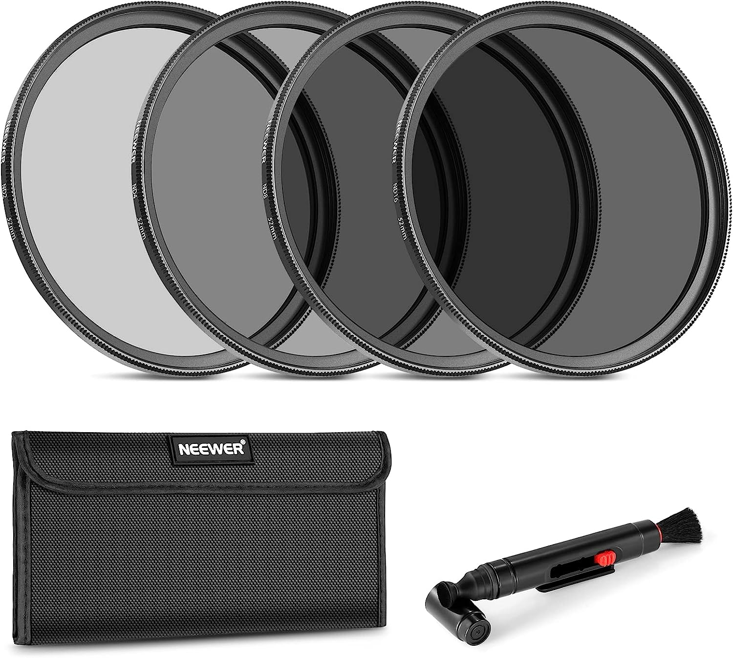 NEEWER 52Mm ND Lens Filter Kit: ND2 ND4 ND8 ND16, Lens Pen, Filter Pouch Neutral Density Filter and Accessory Kit Compatible with Canon Nikon Sony Panasonic DSLR Cameras with 52Mm Lens image number 5