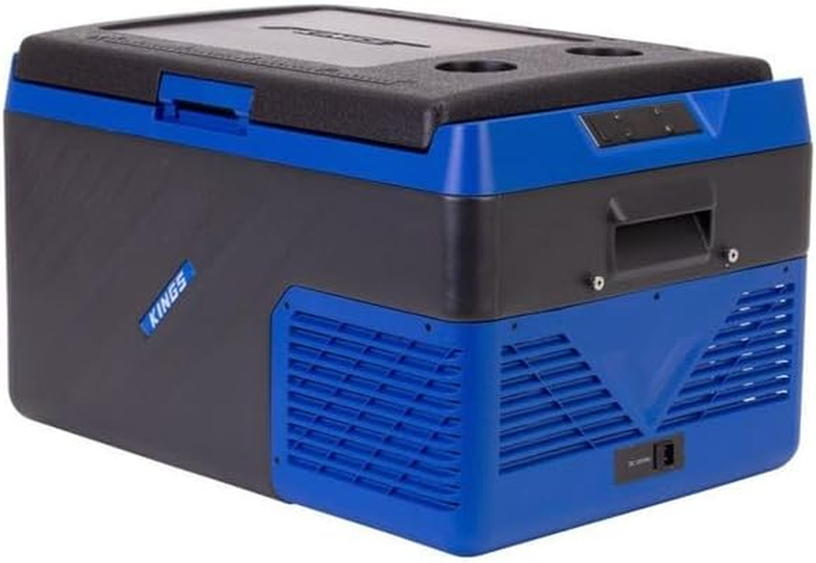 Kings Escape 50 Fridge/Freezer | Fits 68 Cans | Digital Display and LED Screen | Reversible Lid with Cup Holders | 12V & 24V