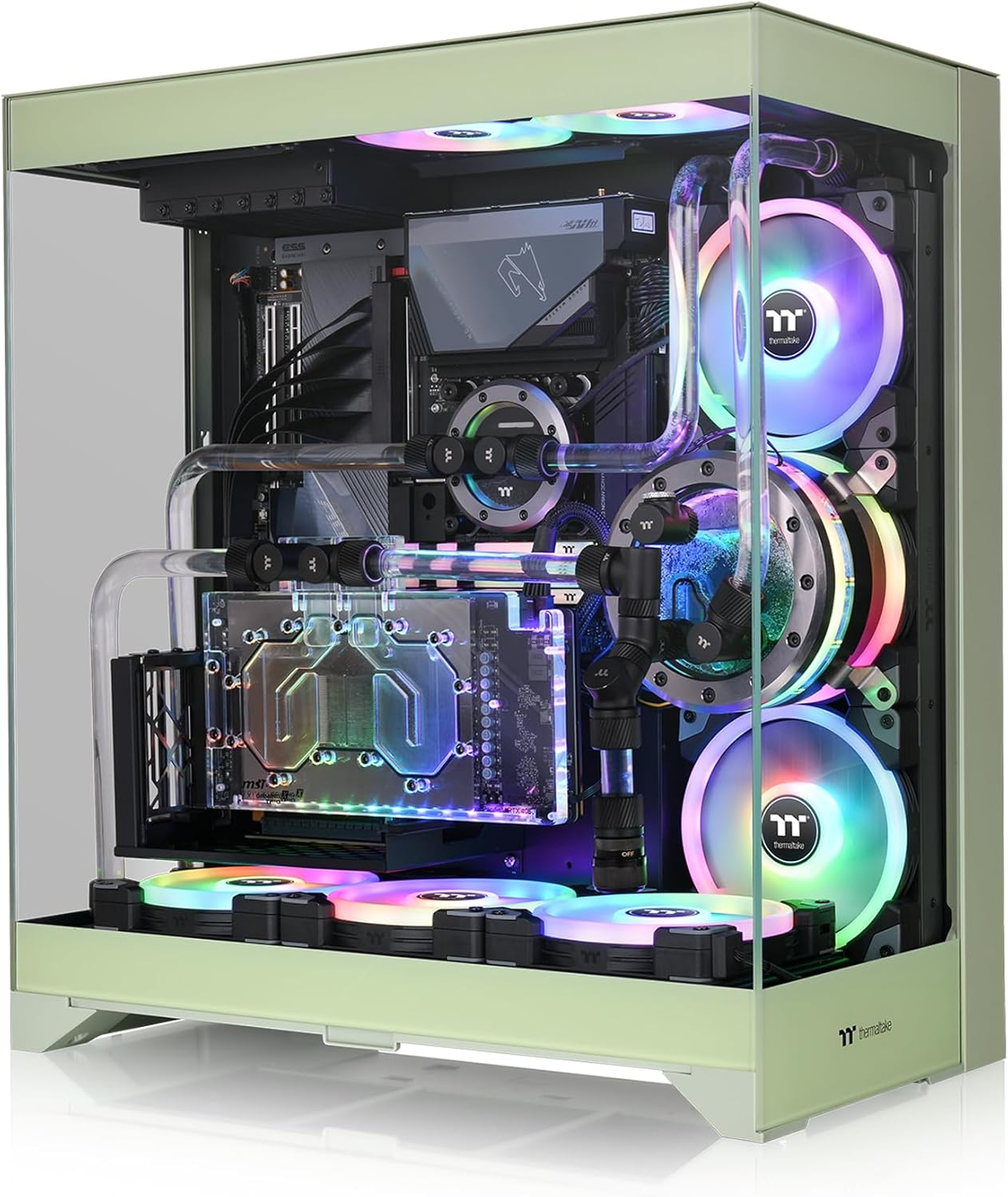 Thermaltake CTE E550 Tempered Glass Dual Chamber Mid Tower Case Matcha Green Edition (Supports Hidden Connector M/B), CA-1Z8-00MEWN-00 image number 4