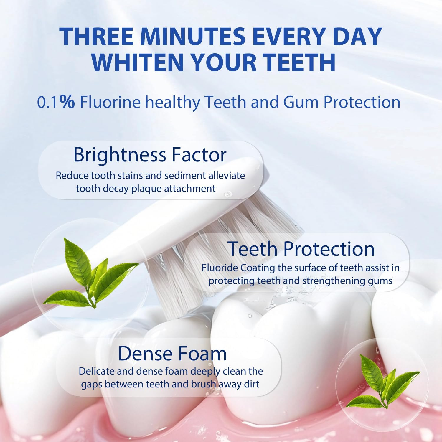 2Pcs Hydroxyapatite Toothpaste, 7.5% Nano Hydroxyapatite Toothpastes, Fluoride Free, Tooth Strengthening, Enamel Protection, Mild and Refreshing, Suitable for Sensitive Teeth, 4.23Oz, Blue and Gray image number 6