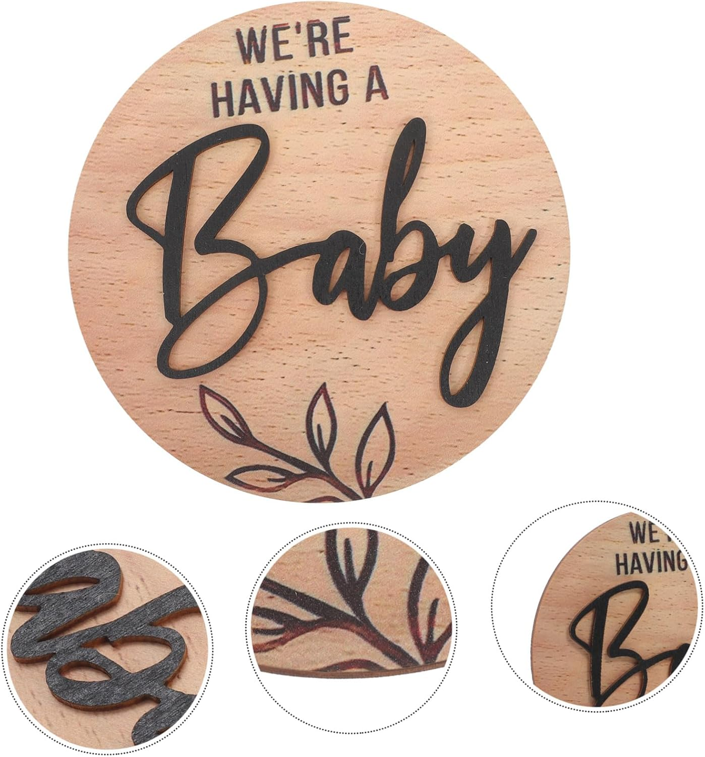 Beaupretty Arrival Sign Wooden round Birth Announcement Board for Newborn Name Display Photo Prop Door Decor for Boys and Hospital Welcome Plaque Parents image number 6
