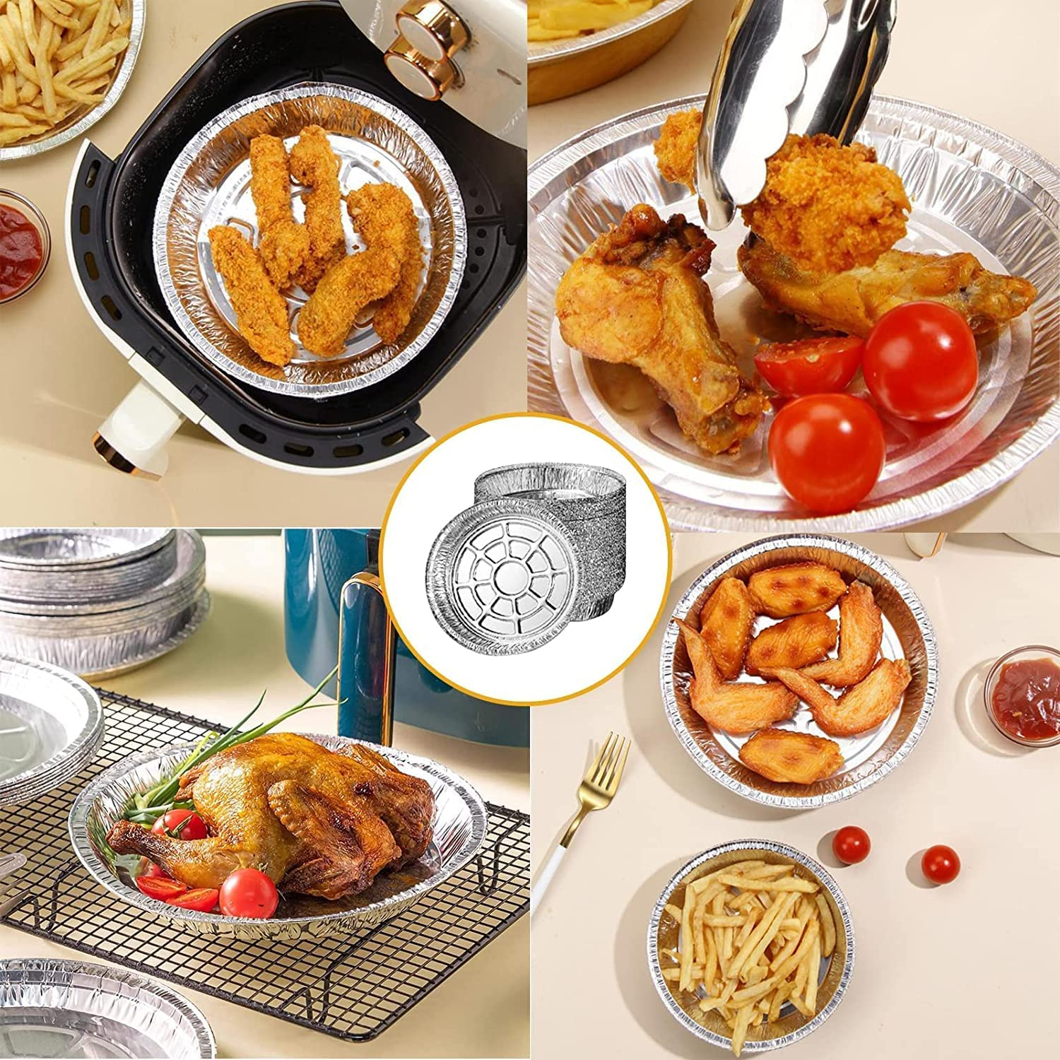 Aluminum Foil Pie Pans round Disposable Mini Tins for Tarts and Pies, 10 Piece Set image number 3