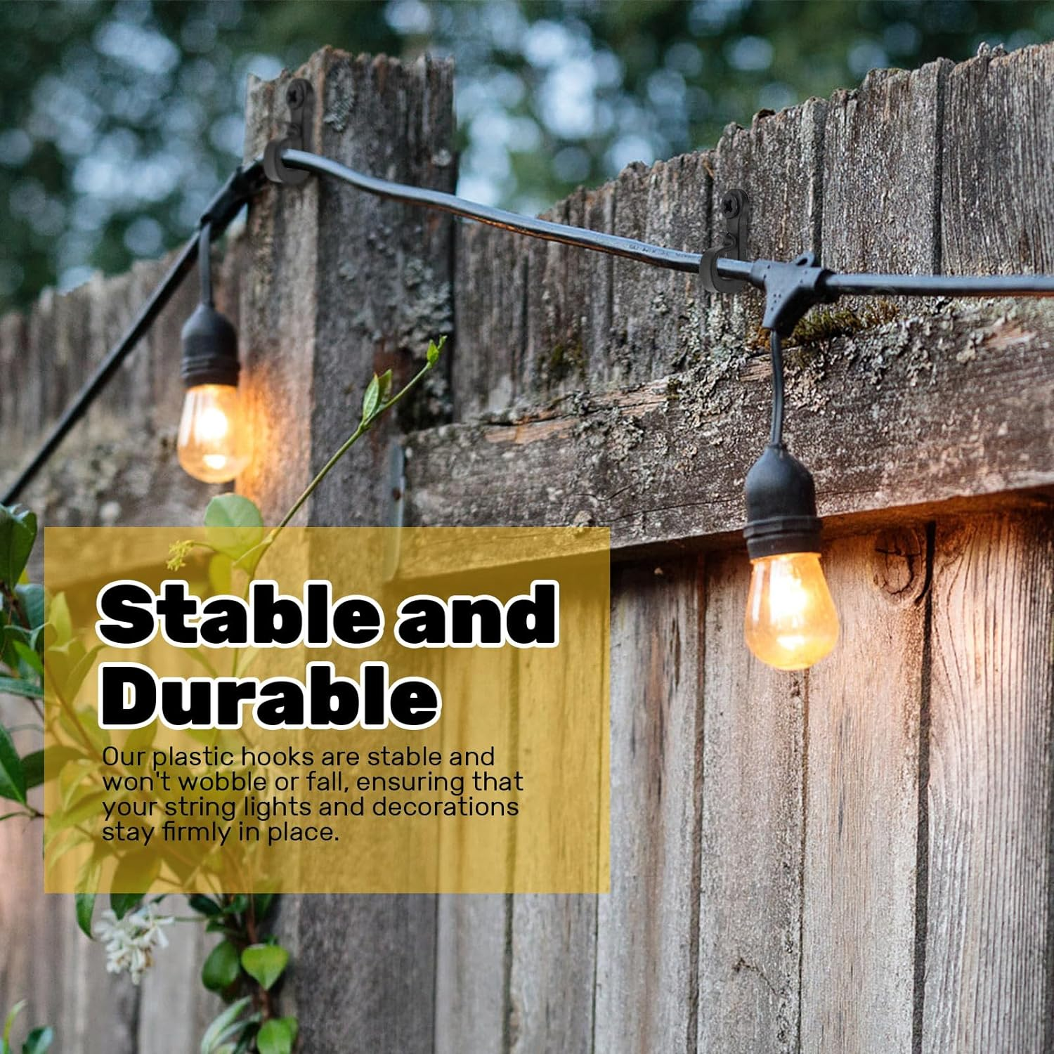 30Pcs String Light Hooks Durable Anti-Rust Waterproof Light Hooks for Hanging Fairy Lights Hanging Plants Wind Chime Basket Securely Buckle Design Indoor Outdoor Use (30, Black) image number 2