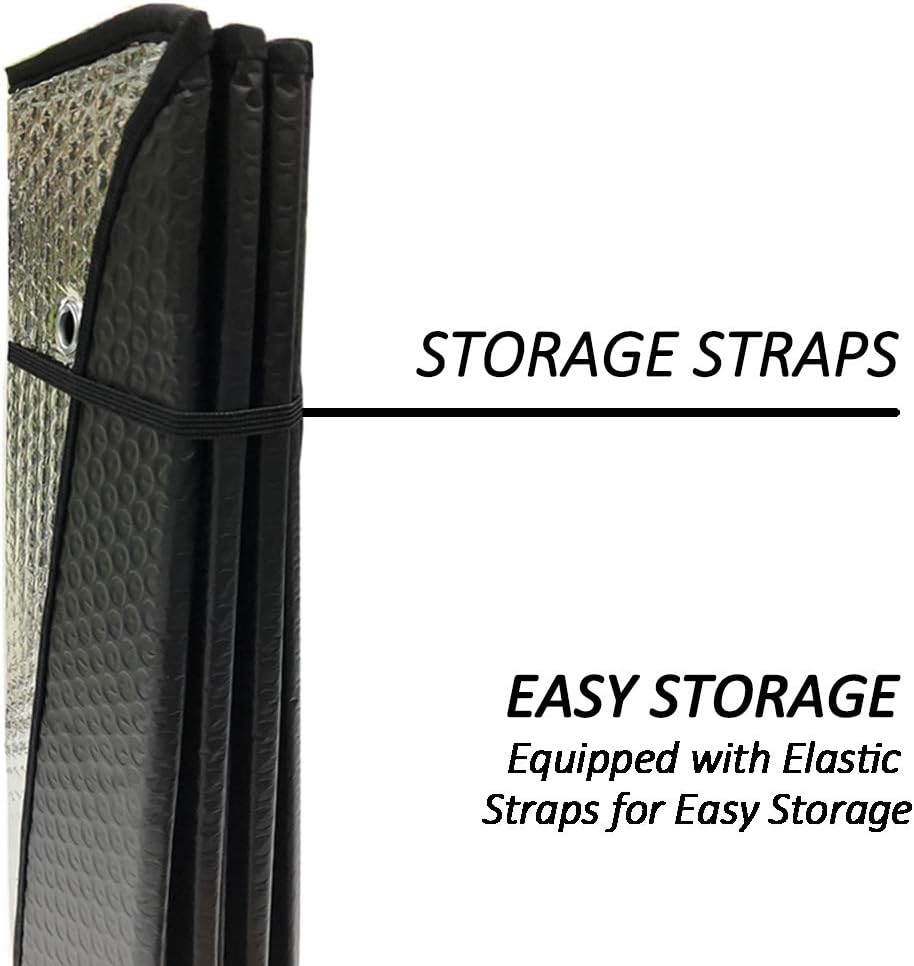 Big Hippo Front Car Sun Shade Windshield, Jumbo/Standard Sunshade Keeps Vehicle Cool UV Ray Sun Visor Protector Sunshades - Easy to Use Folding Sun Shade - Silver/Black Sides(Size: 55.16 X 27.5Inch) image number 6