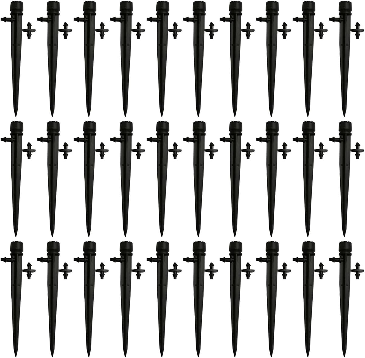 AIMALL Adjustable Dripper with Ground Stake, 360&deg; Eight-Hole Irrigation Head, Flow Control Watering Spike for 4/7 Pipe Garden Flower Bed 5.3In &ndash; 50PCS