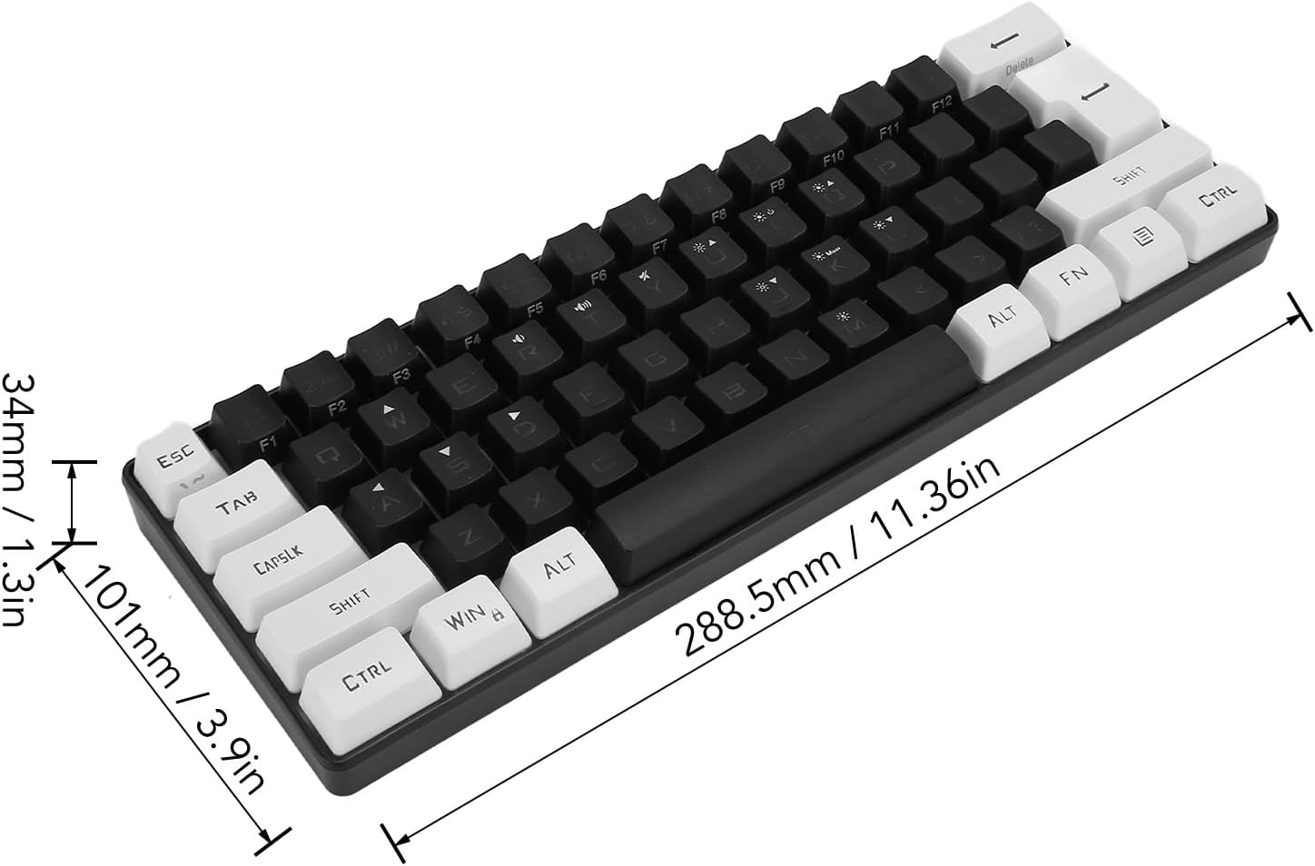 Keyboard Mini 60% Small Gaming Keyboard, RGB Backlit 61 Keys, Ergonomic Mechanical Feeling Wired Gaming Keyboard for Gaming and Working (Black) - White image number 6