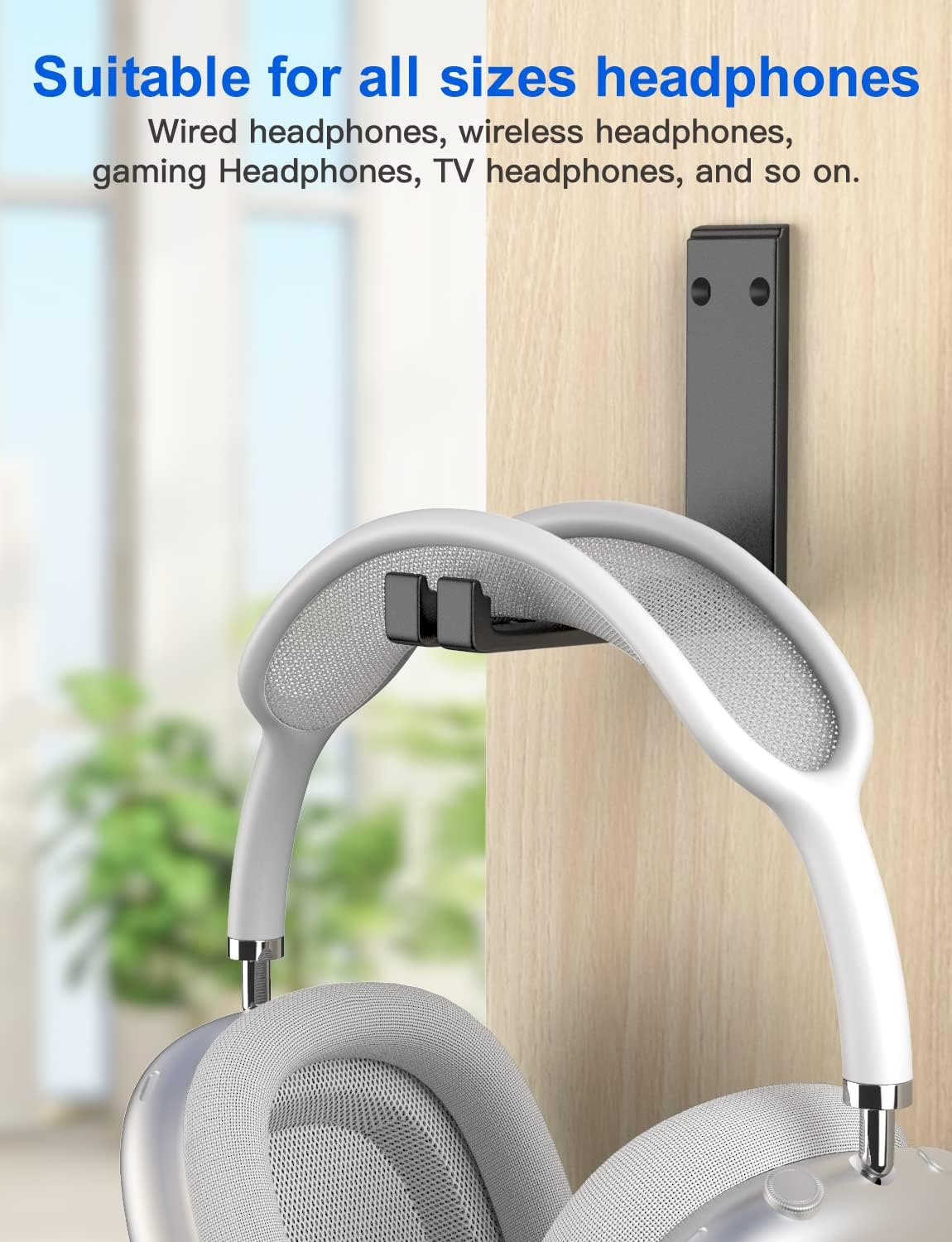 Foldable Headphone Hanger Holder Mount, Link Dream Aluminum Headset Hook Strong 3M Adhesive Headphone Hanger Mount with Cable Organizer for All Headphones - Space Saving Design (Black) image number 4