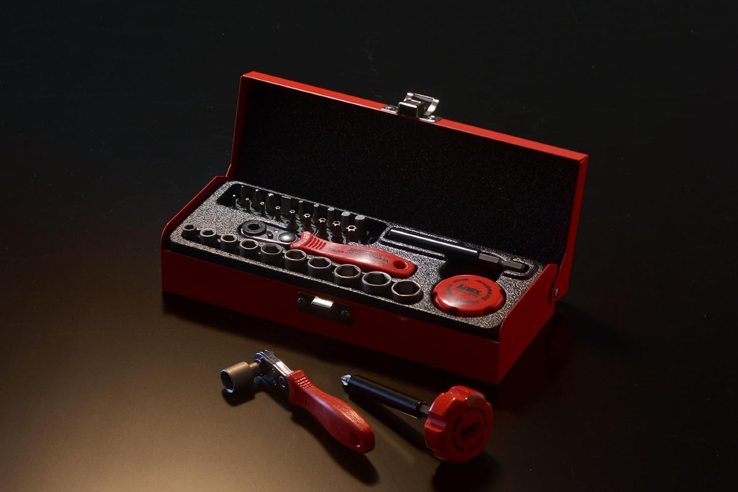 ANEX No. 525-28B Ratchet Screwdriver Compact Bit 52 with Case, Multi Set