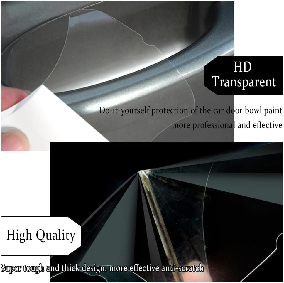 ASUBHA 4PCS Car Door Protector, Universal Waterproof Anti-Scratches Car Door Cup Protector, Transparent, Carbon Fiber Texture, TPU Material image number 3