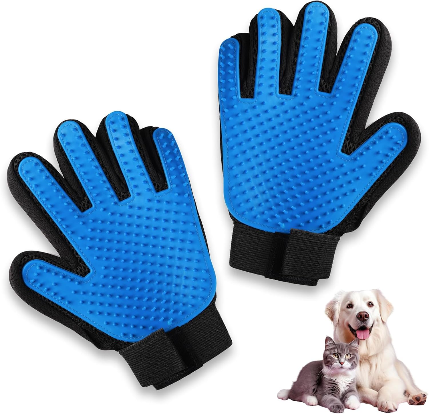 Velmoriah Pet Grooming Gloves, Silicone Hair Removal Gloves for Dogs and Cats, Multi-Function Grooming Mitt for Shedding, Bathing, Massaging image number 1