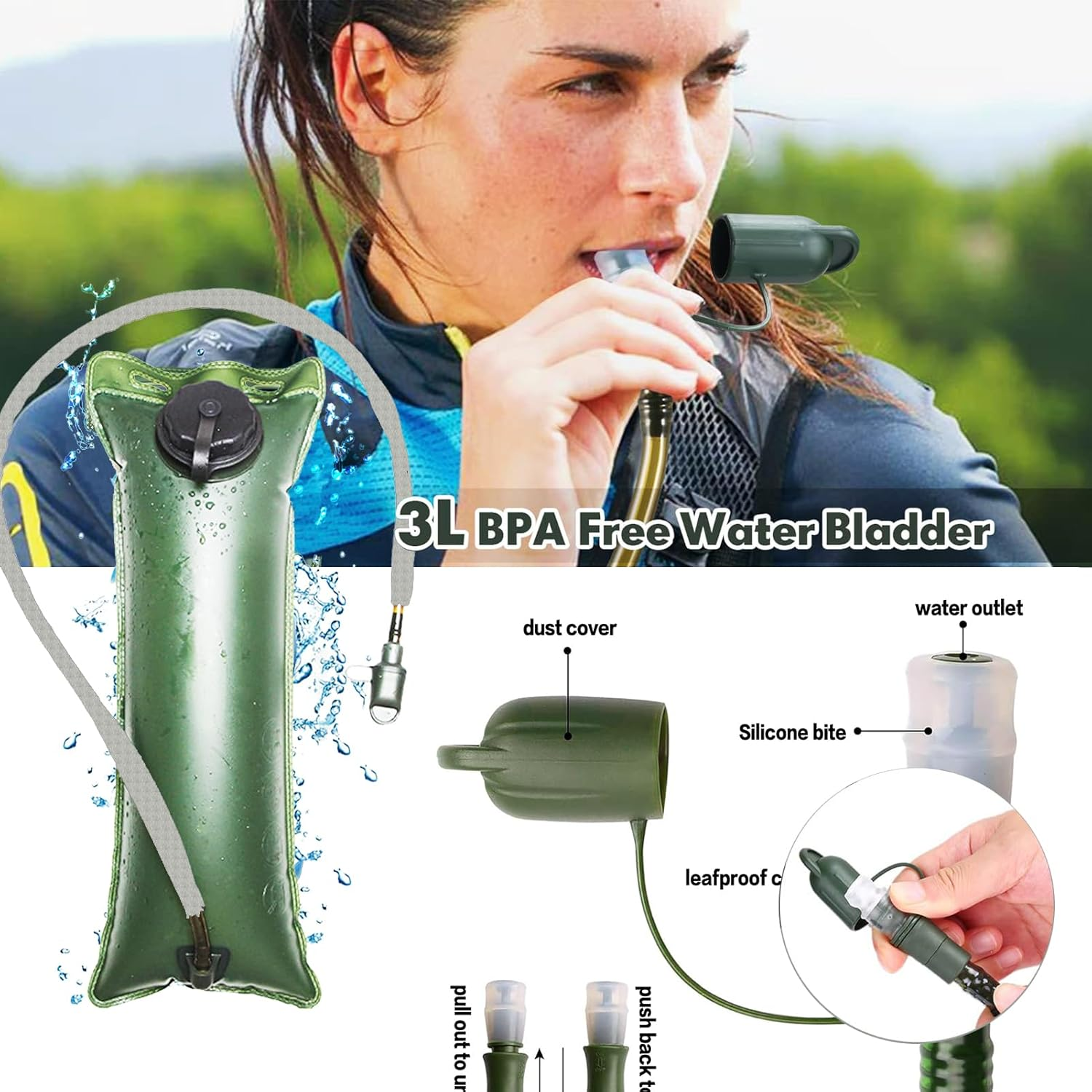 RAPIDSKY Tactical Hydration Backpack 3L - Lightweight Outdoor Water Bladder Pack for Men & Women, Perfect for Hiking, Cycling, Running, Hunting and Camping image number 3