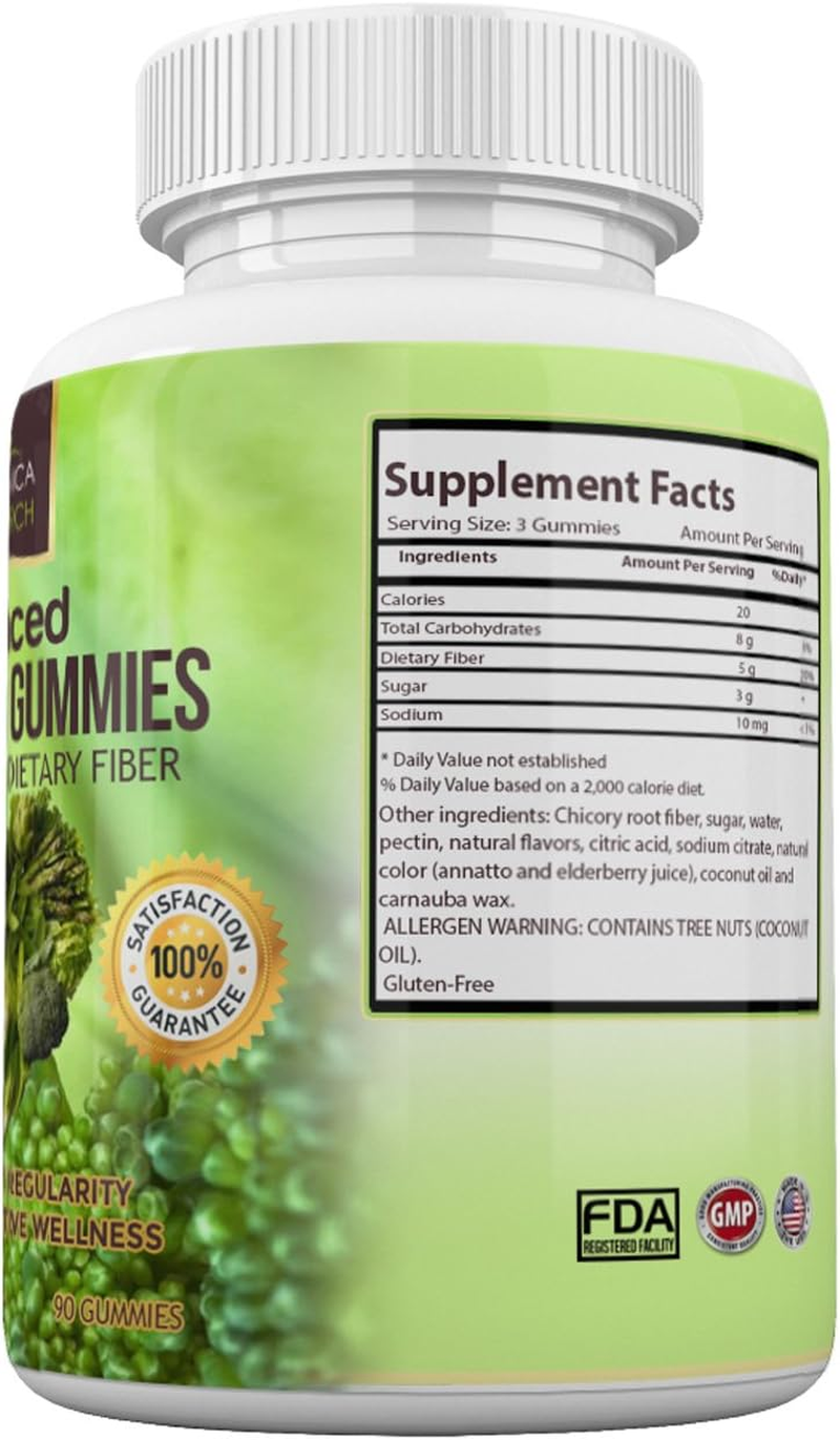 Adult Fiber Gummies for Women, Men. Advanced Prebiotic Chewable Insoluble Chicory Root Extract Inulin Supplement to Promote a Healthy Vibrant Lifestyle