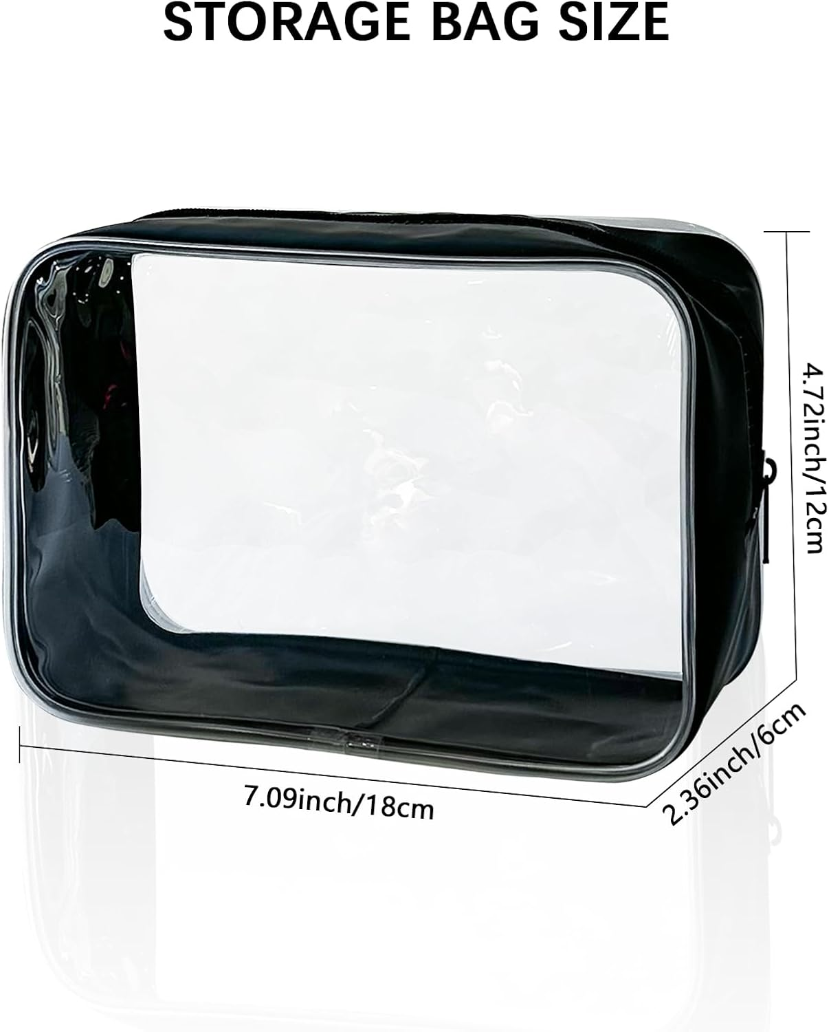 Toteprint Waterproof Cosmetic Bag with Zip Transparent with Coloured Frame Travel (18 X 12 X 6 Cm) - for Men and Women, Red, Modern image number 2