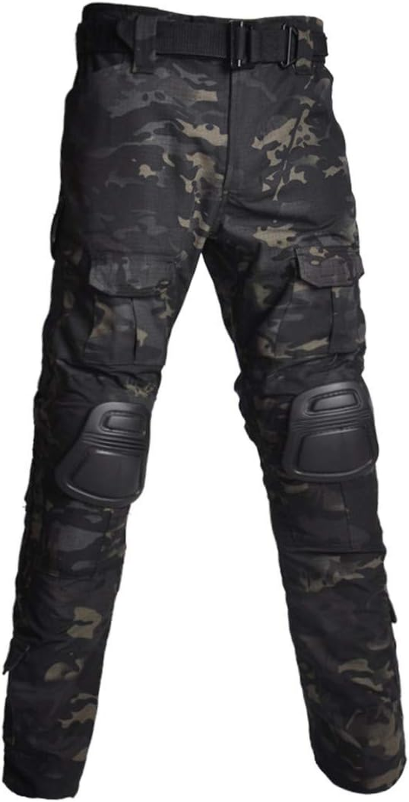 HARGLESMAN Men'S Tactical Military Pants Amry Uniforms Combat Trousers and with Knee Pads