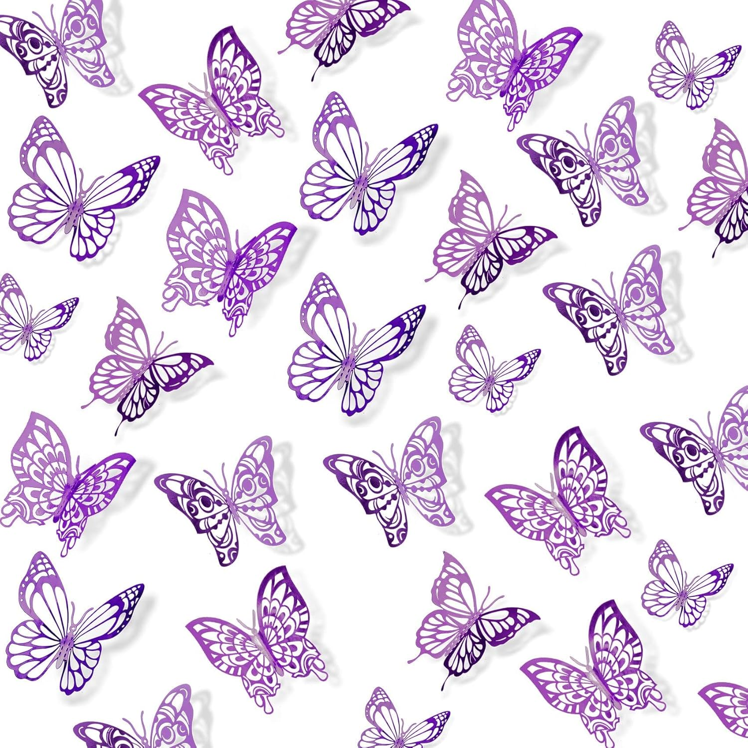 FIMETEUG Purple Butterfly Wall Sticker, 72 PCS, Elegant, Metallic Paper, Indoor Use image number 2