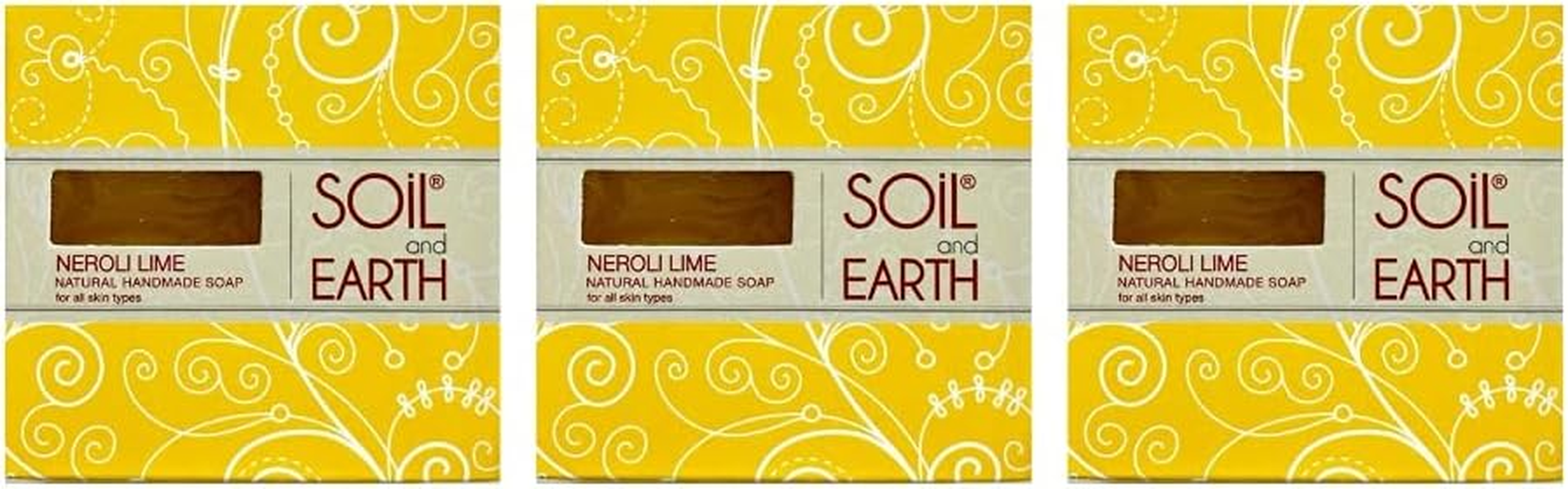 SOIL and EARTH HANDMADE NATURAL SOAPS (NEROLI LIME)_3 X 125 Gm/ 4.4 Oz. image number 1