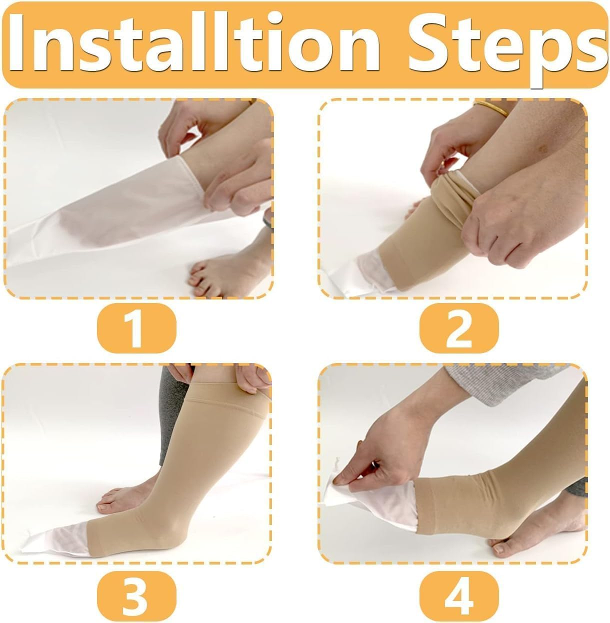 Open Toe Compression Sock Aid for Easy Slide - Slip Stocking Applicator to Help Assist Put on for Elderly, Disabled, Pregnant, 1 Pair (Pack of 1)