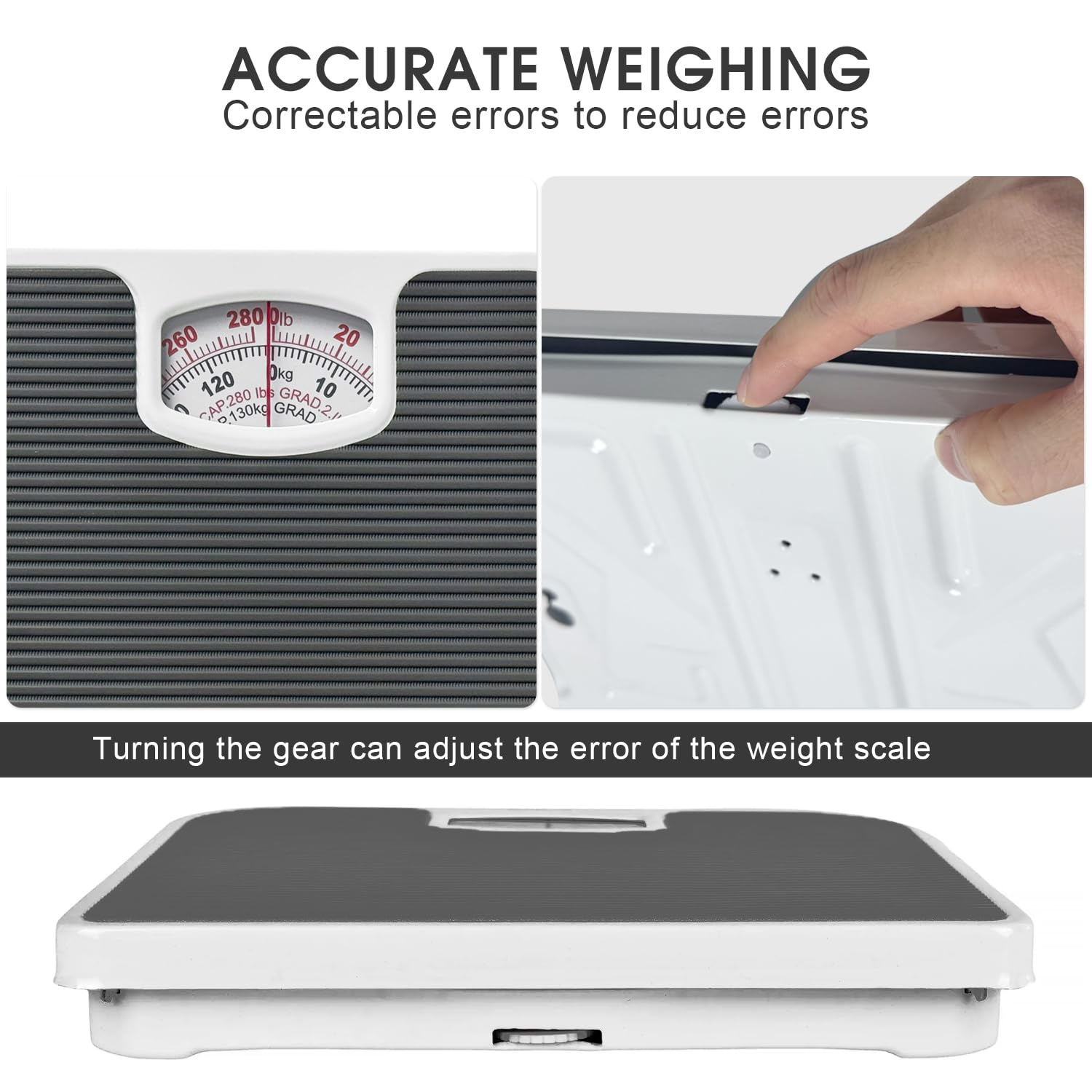 Chamgeco Analog Bathroom Scale, Mechanical Weight Scale with Large Dial, Non-Slip Surface, 130Kg/280Lb Capacity, Easy-To-Read, Durable & Accurate for Home Use