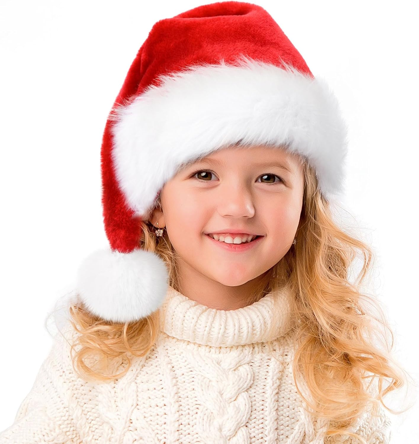 Santa Hat Christmas Hat for Adult, Unisex Soft Plush Classic Fur Xmas Holiday Hat, Thicken Comfortable Velvet Santa Claus Hat for Christmas New Year Festive Theme Party Supplies image number 4