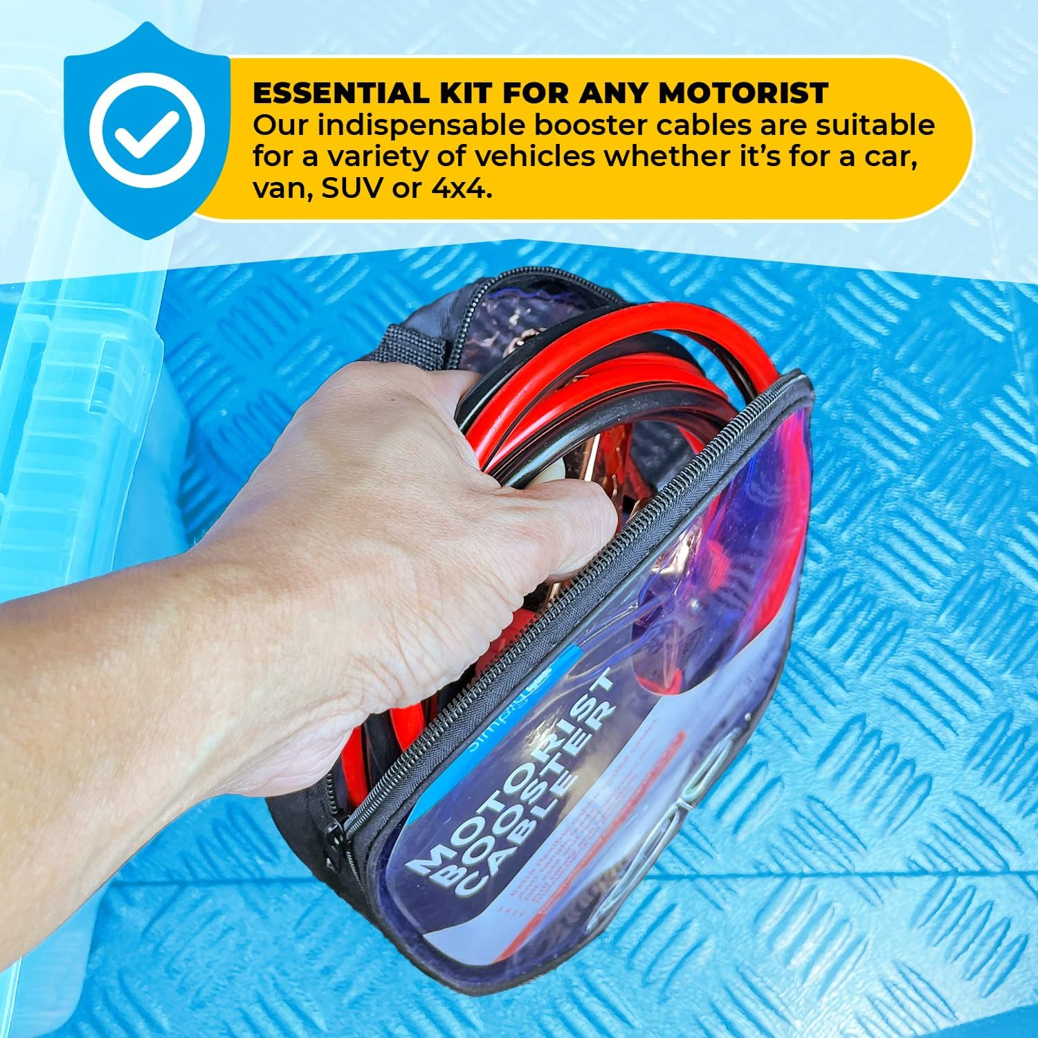 Simply SM200 Zip-Bag Motorist Jump Leads Booster Cable 200AMP 2.5M Long Anti-Tangle Leads Oil Acid and Heat Resistant PVC Fully Insulated Metal Clips and Operating Instructions image number 5