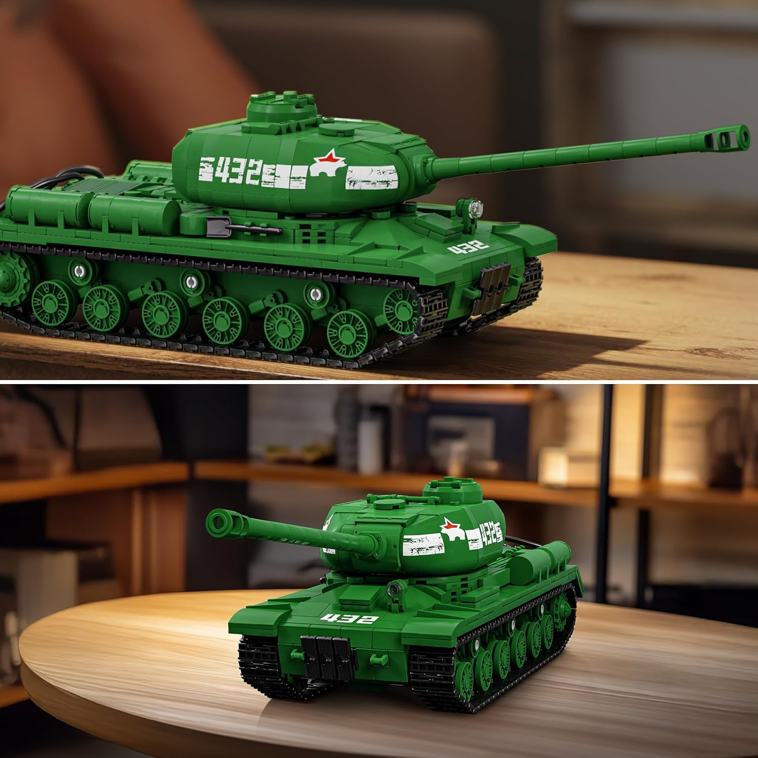 Brihappen Tanks Building Set for Adult Boys (1402 Pieces), Military World Classic Is-2 Heavy Tank Blocks Toy Home Office Collection Model, Birthday Gifts for Building Blocks Lover - Style A image number 4