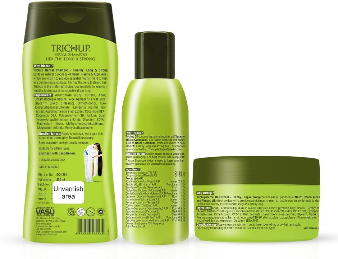 Trichup Healthy Hair Care Kit (Healthy Long & Strong Oil (200Ml), Health Long & Strong Shampoo (200Ml), Healthy Long & Strong Cream (200Ml) (PACK of 3) image number 6