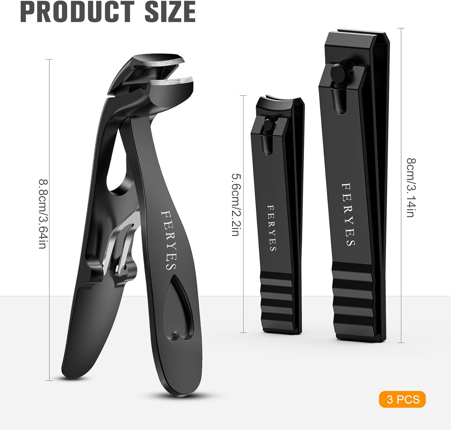 3PCS Nail Clippers Set &ndash; Long Handled Angled Toenail Clipper for Thick Nails for Seniors, Straight Blade Toe Nail Clippers for Tough Nails, and Curved Blade Fingernail Clippers for Men & Women image number 6