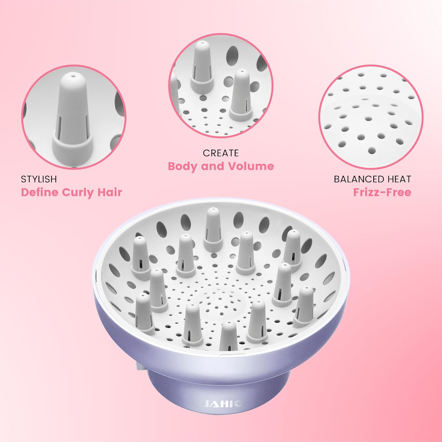 GIHALI Universal Hair Diffuser &ldquo;Super Sturdy&rdquo; 4.4-6.6Cm for Natural Curly and Wavy Hair, Easy Install, Hair Dryer Attachment Fit for Travel (Rose Gold) image number 4