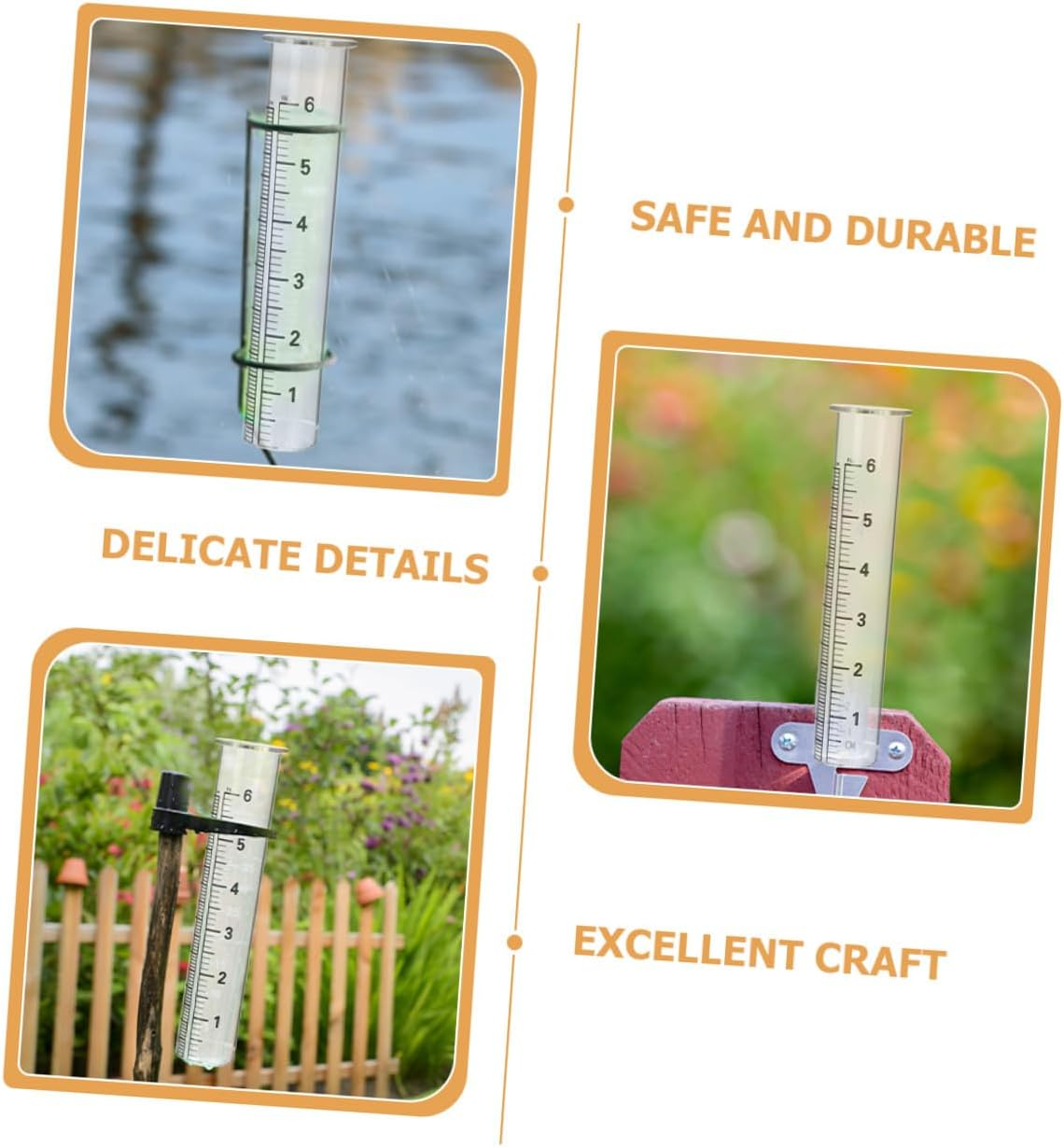 Bestonzon 4Pcs Glass Rain Gauge Tubes with Graduated Scale Outdoor Home Rain Measurer for Garden Lawn Patio Precipitation Measurement image number 1