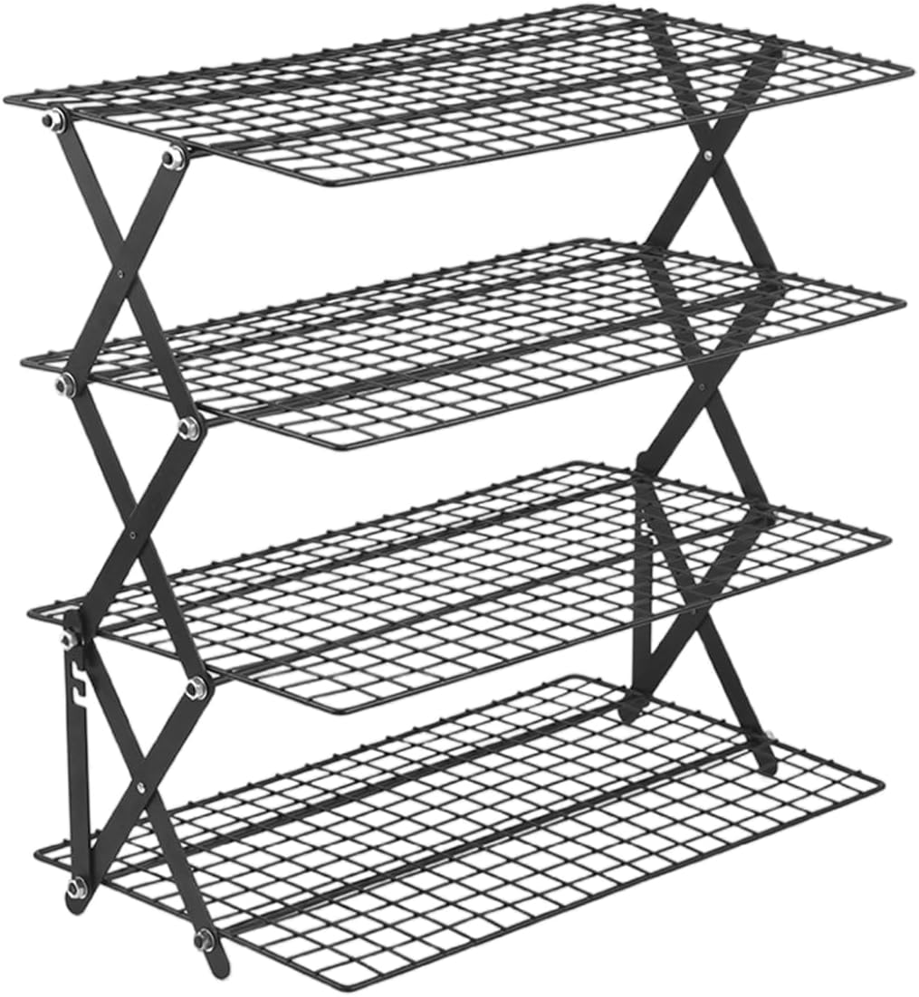 AIMALL 1 Outdoor Foldable Iron Storage Rack - 3 Layers or 4 Layers, Portable Camping Table Rack for Kitchen and Picnic, Compact and Durable Design