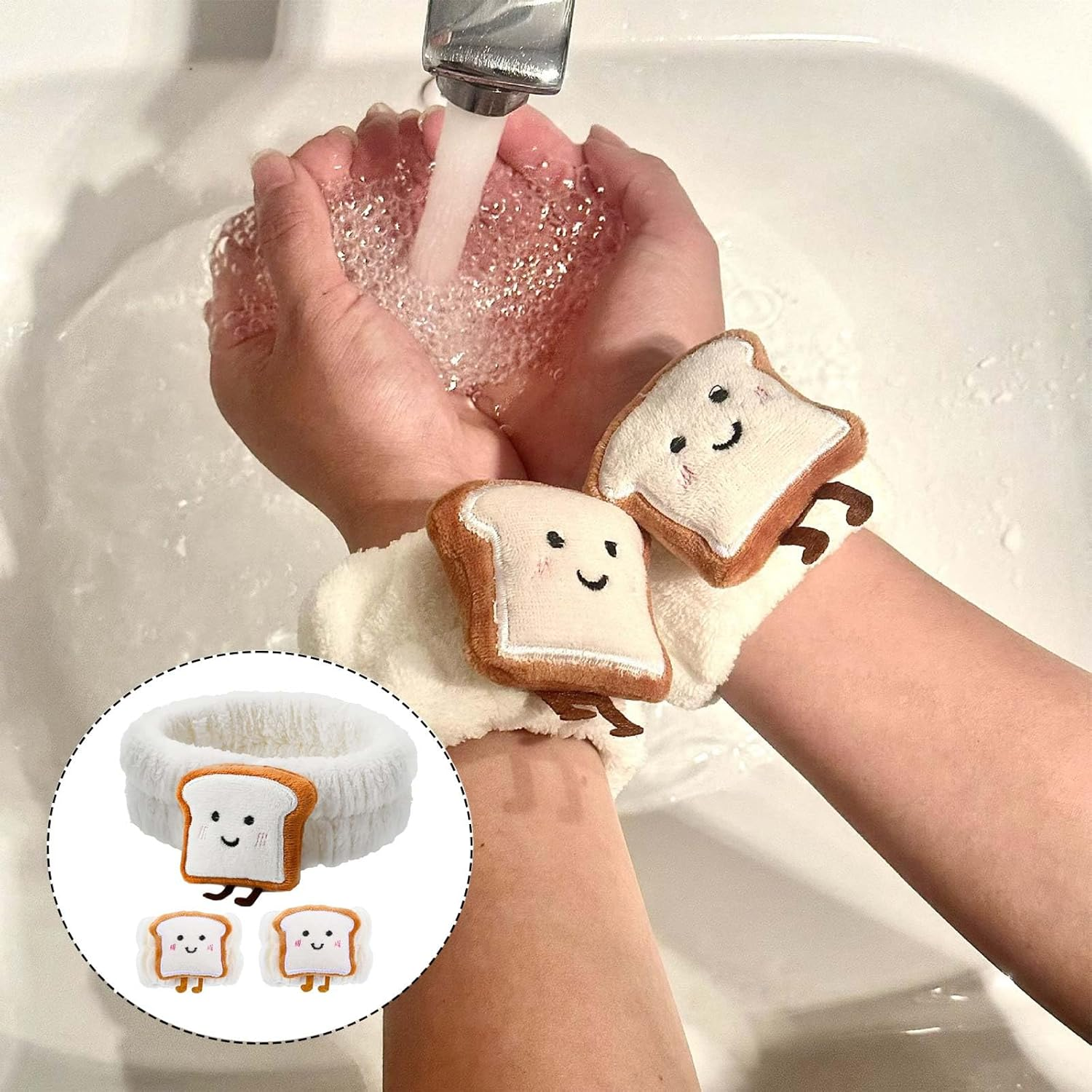 YUBBYSTU Wrist Bands Washing Face, Cosmetic Headband, Women'S Elastic Hair Bands for Skin Care, Elastic Headband, Dry Absorbent Wrist for Washing the Face image number 5