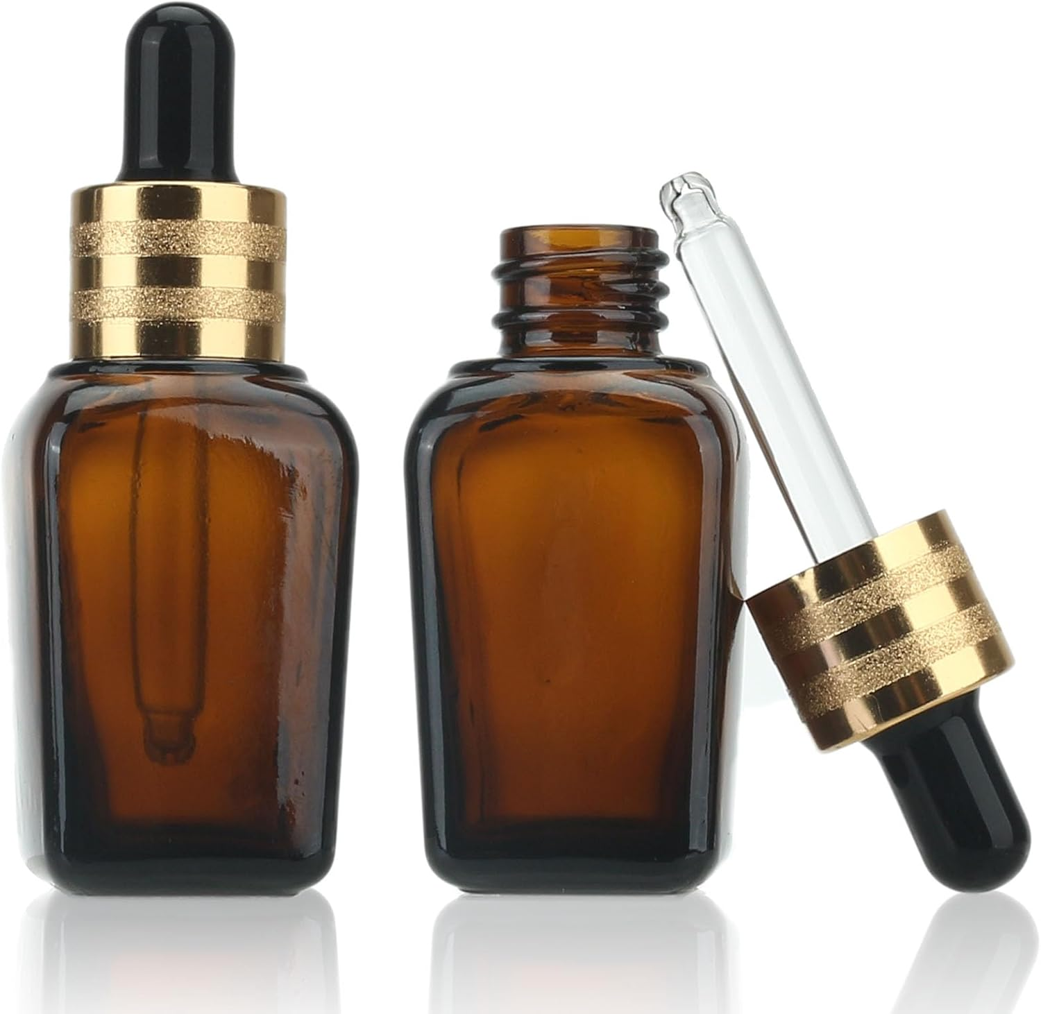 COSIDEA 16Pcs Empty 25Ml 0.83Oz Square Amber Glass Dropper Bottle for Essential Oil Liquids Travel Bottles image number 6