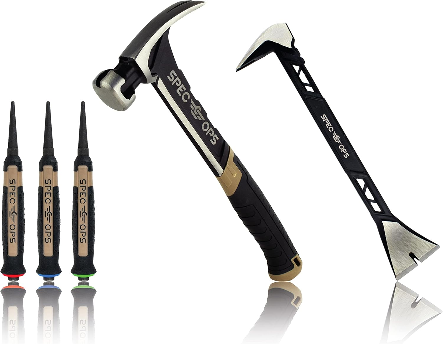 Spec Ops - SPEC-M20SF-S Tools Nailing Hammer, 20 Oz, Rip Claw, Smooth Face, Soft Mallet Face, Shock-Absorbing Grip, 3% Donated to Veterans Black/Tan